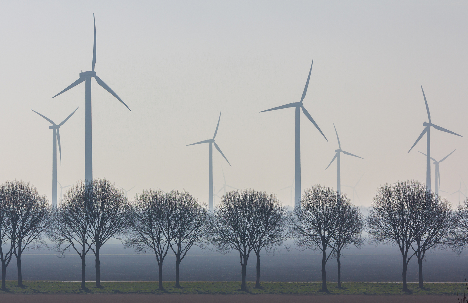 Flevoland the Netherlands - March 26 2016: a wind turbine windpark.